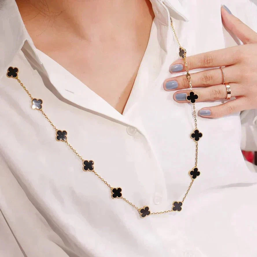[Lumi Jewels]CLOVER 20 MOTIFS ONYX NECKLACE