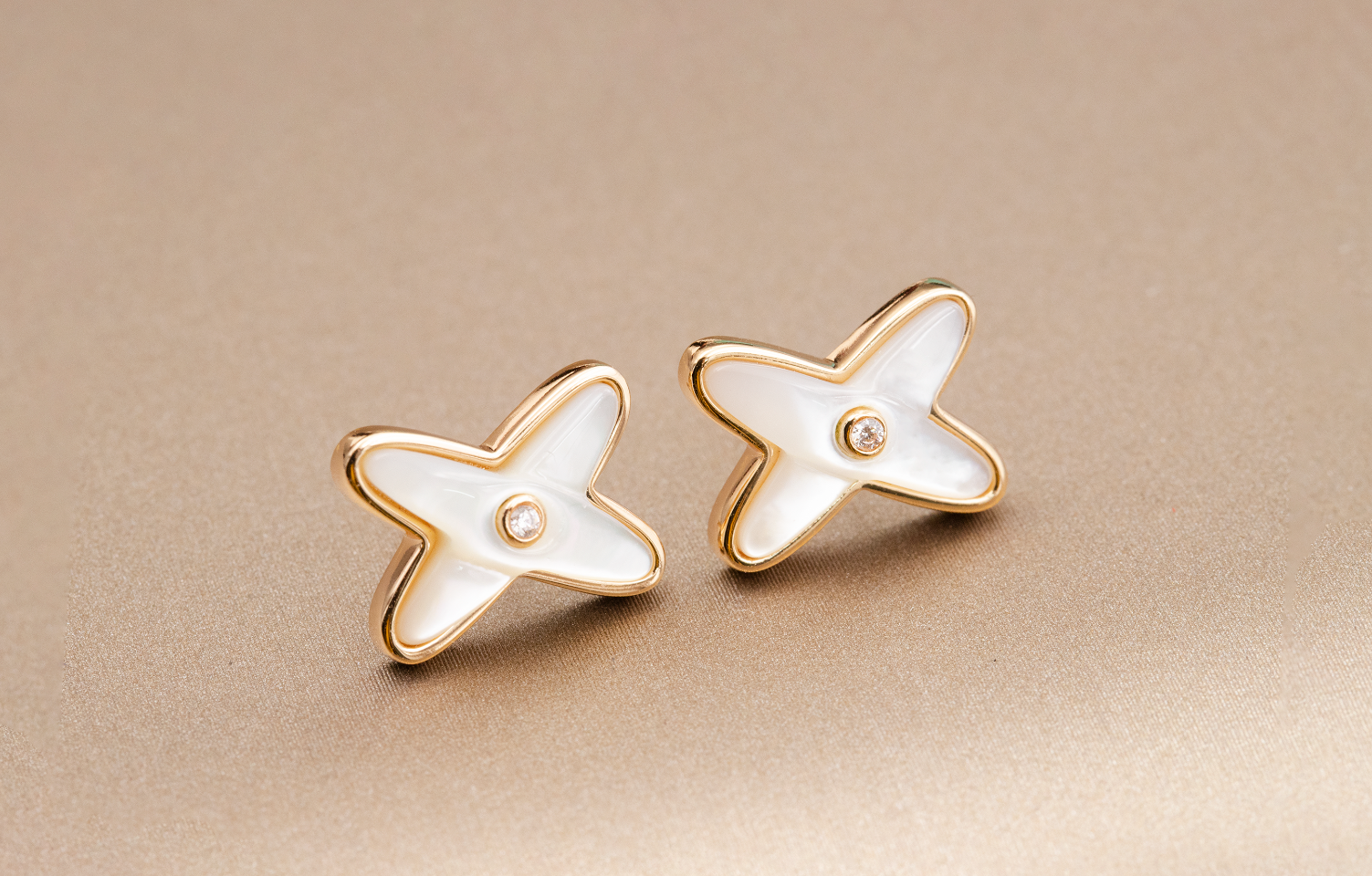 [Lumi Jewels]JEUX DE WHITE MOP ROSE GOLD DIAMOND EARRINGS