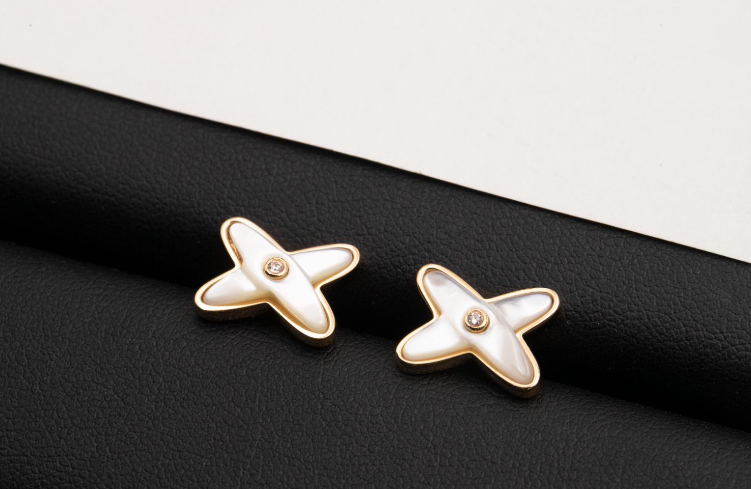 [Lumi Jewels]JEUX DE WHITE MOP ROSE GOLD DIAMOND EARRINGS