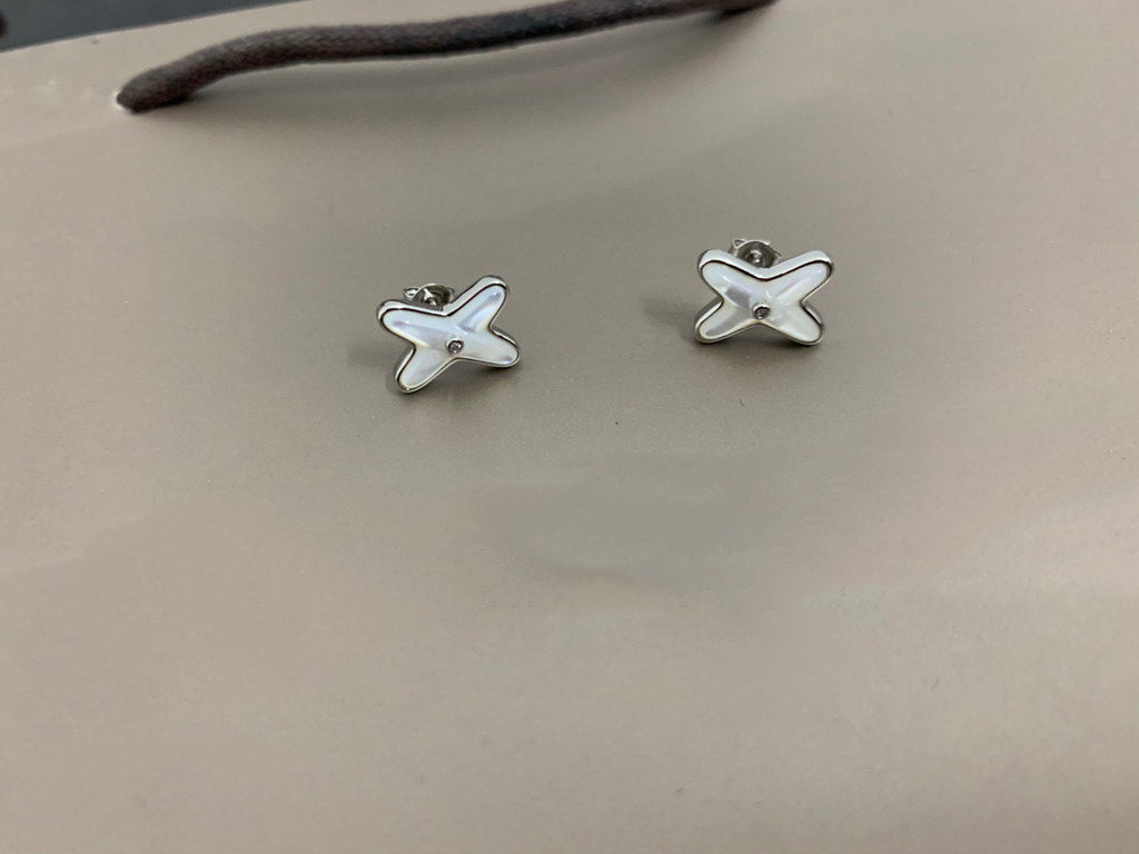 [Lumi Jewels]JEUX DE WHITE MOP SILVER DIAMOND EARRINGS