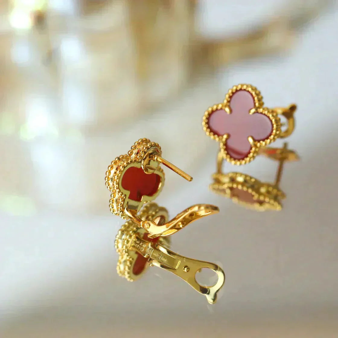 [Lumi Jewels]CLOVER MEDIUM 1 MOTIFS CARNELIAN  EARRINGS