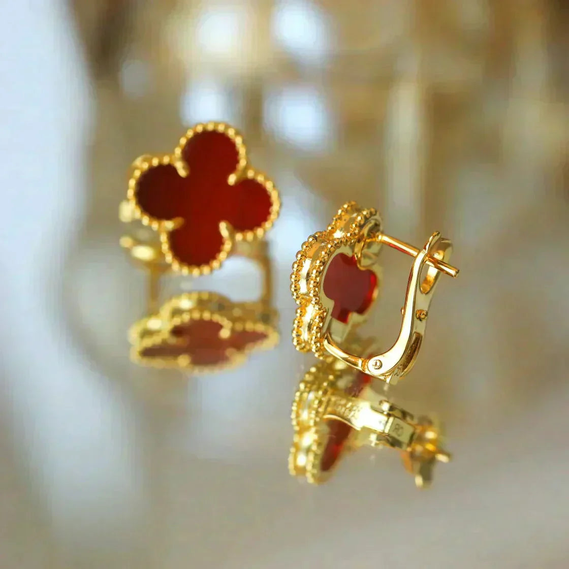 [Lumi Jewels]CLOVER MEDIUM 1 MOTIFS CARNELIAN  EARRINGS
