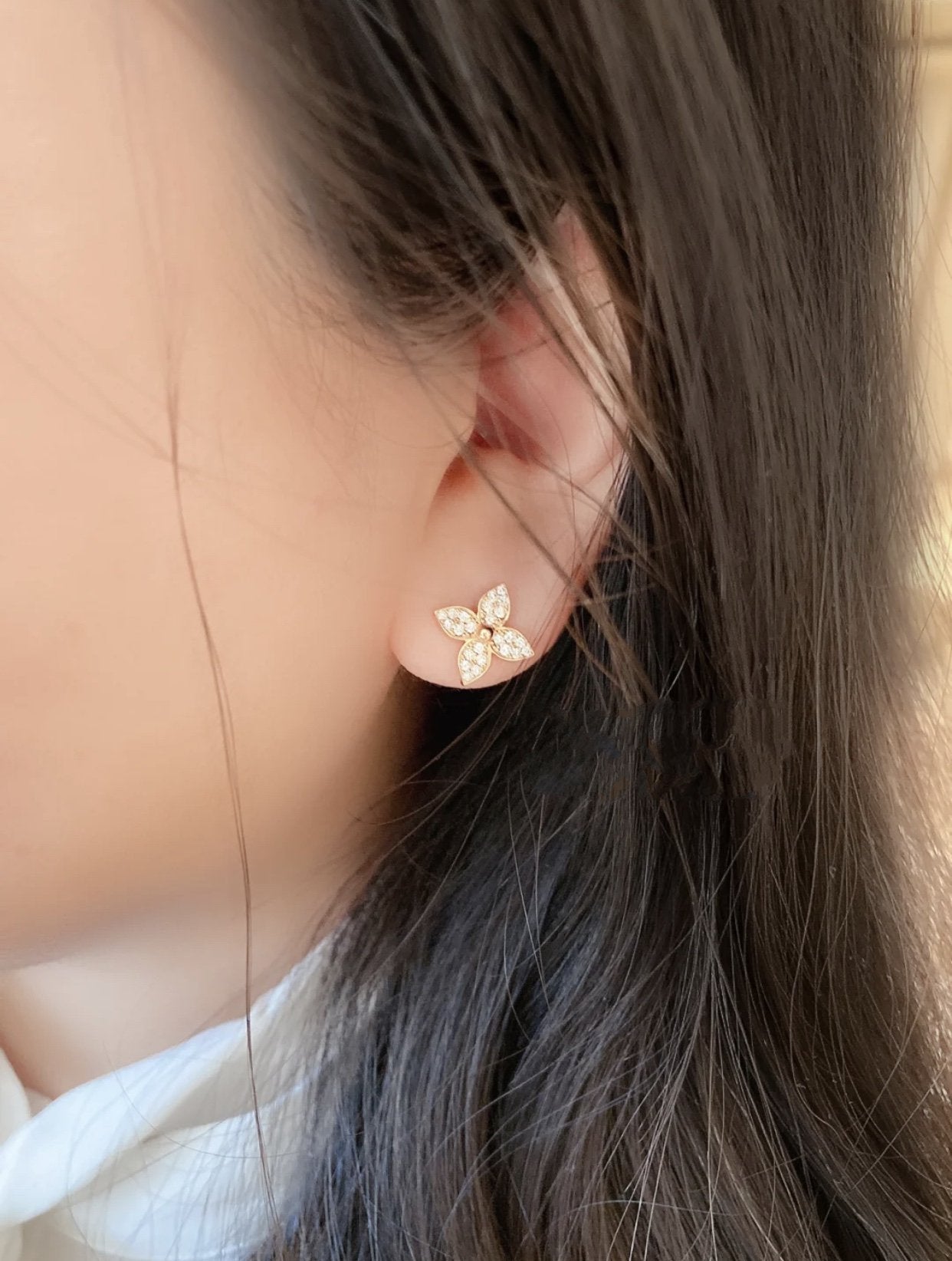 [Lumi Jewels]STAR BLOSSOM STUD EARRINGS PINK GOLD DIAMONDS