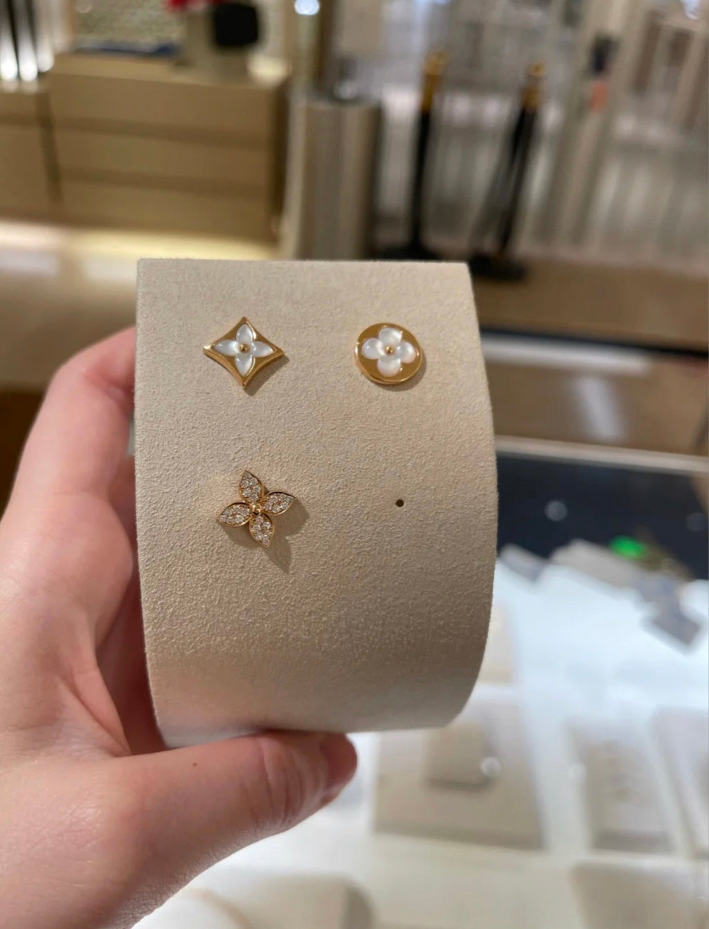 [Lumi Jewels]STAR BLOSSOM STUD EARRINGS PINK GOLD DIAMONDS