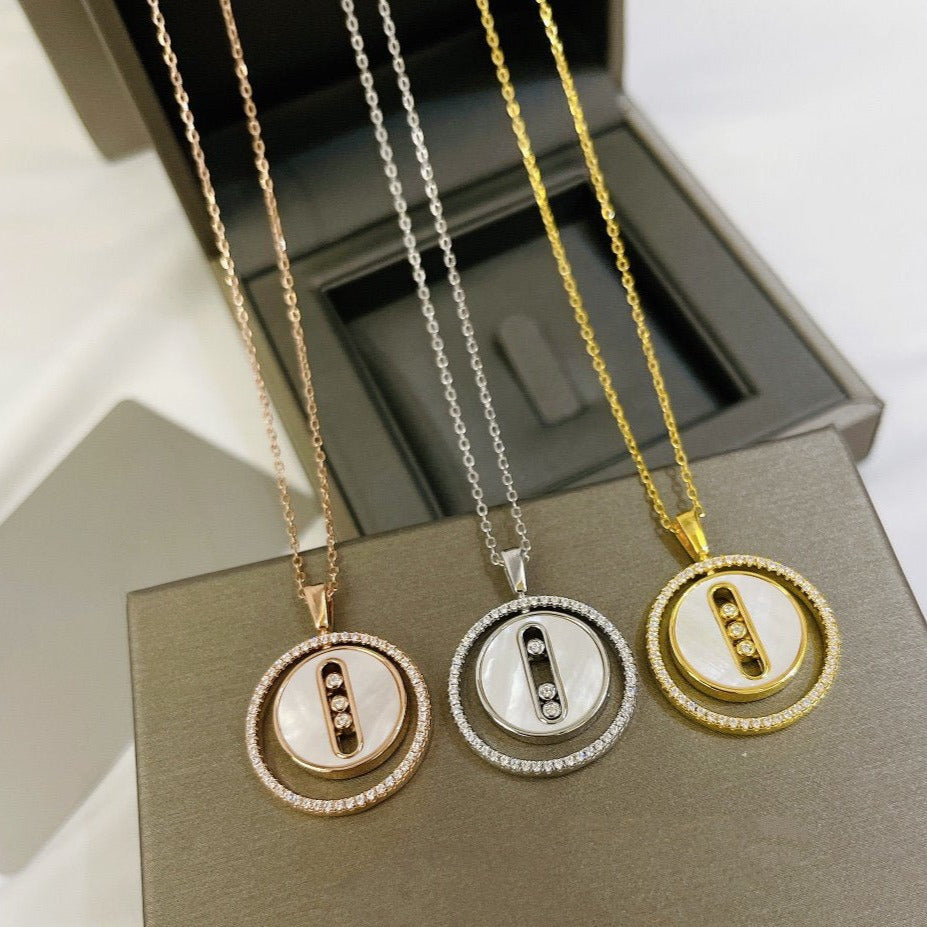 [Lumi]LUCKY MOVE MM NACRE BLANCHE DIAMOND NECKLACE