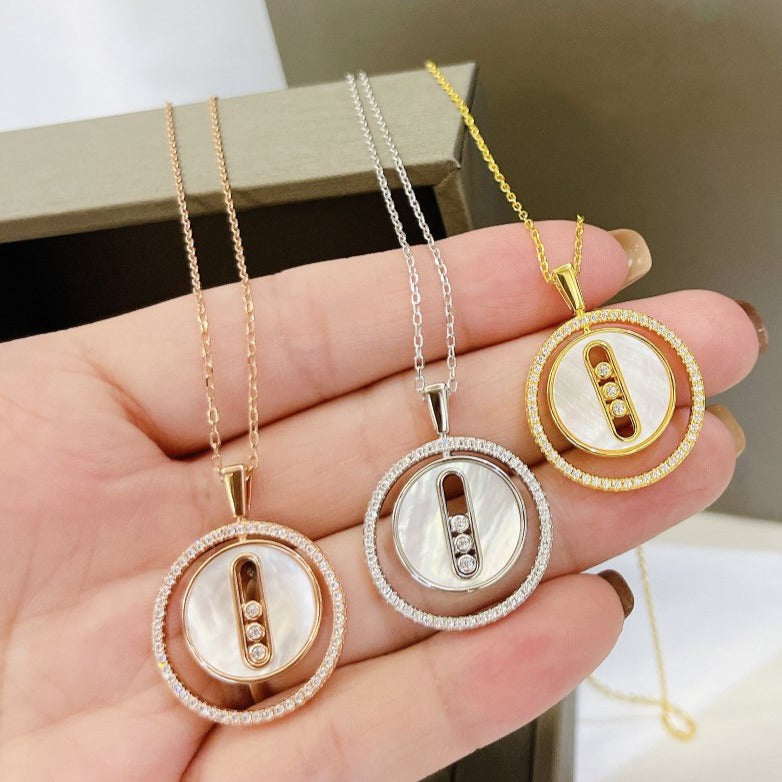 [Lumi]LUCKY MOVE MM NACRE BLANCHE DIAMOND NECKLACE