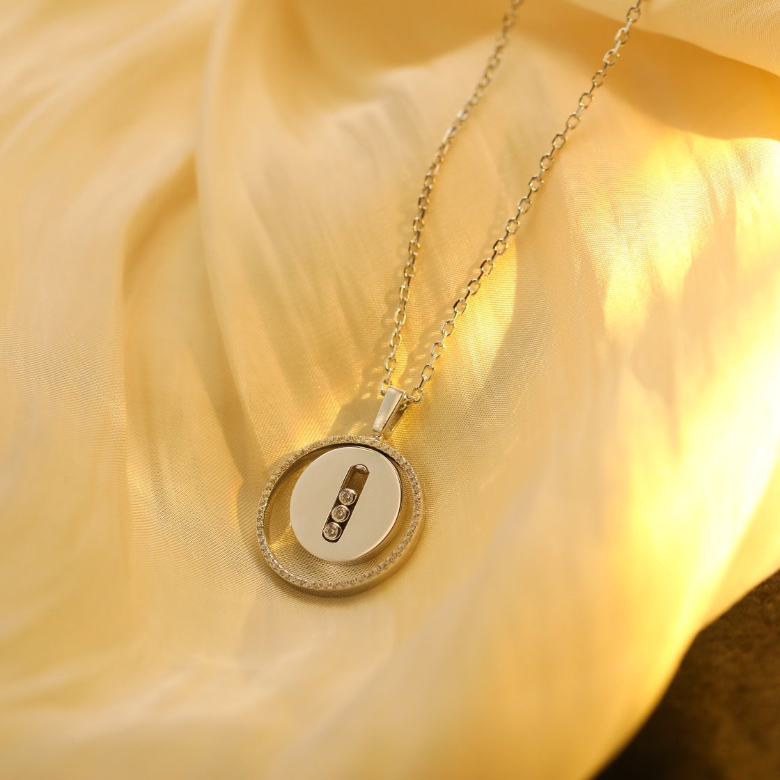 [Lumi]LUCKY MOVE MM SILVER DIAMOND NECKLACE