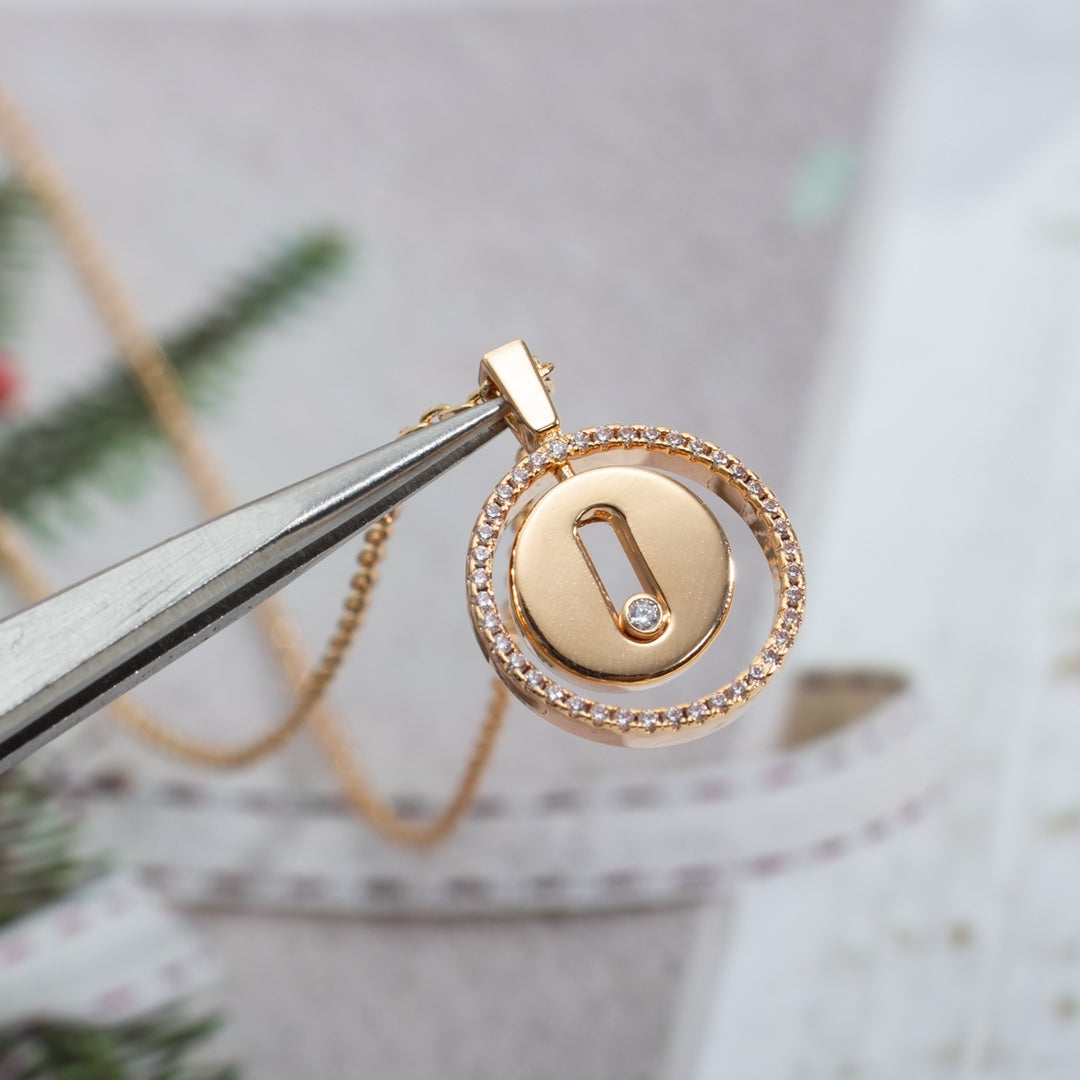 [Lumi]LUCKY MOVE PM NECKLACE PINK GOLD DIAMOND