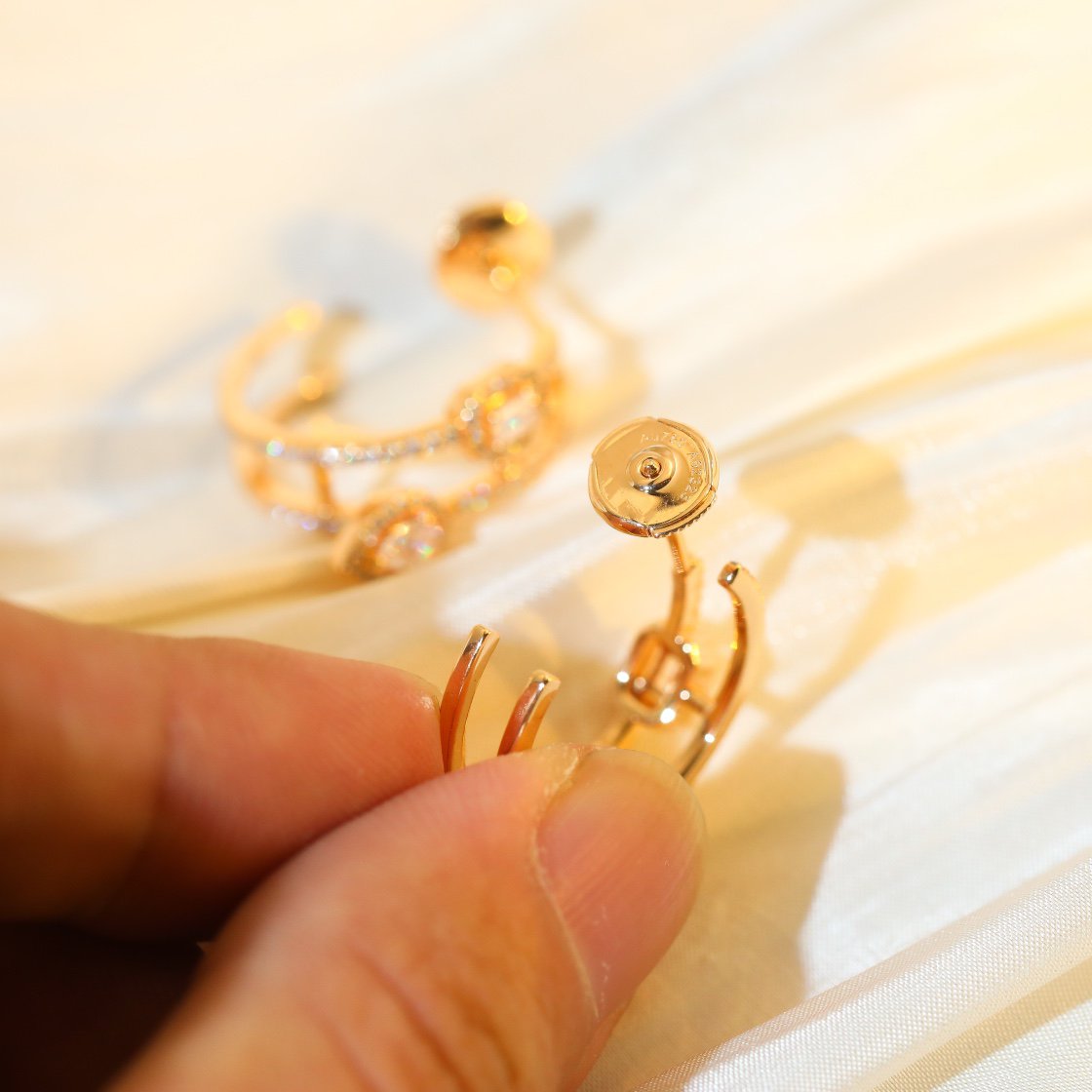 [Lumi]CREOLES MY TWIN 2 RANGS SILVER DIAMOND EARRINGS