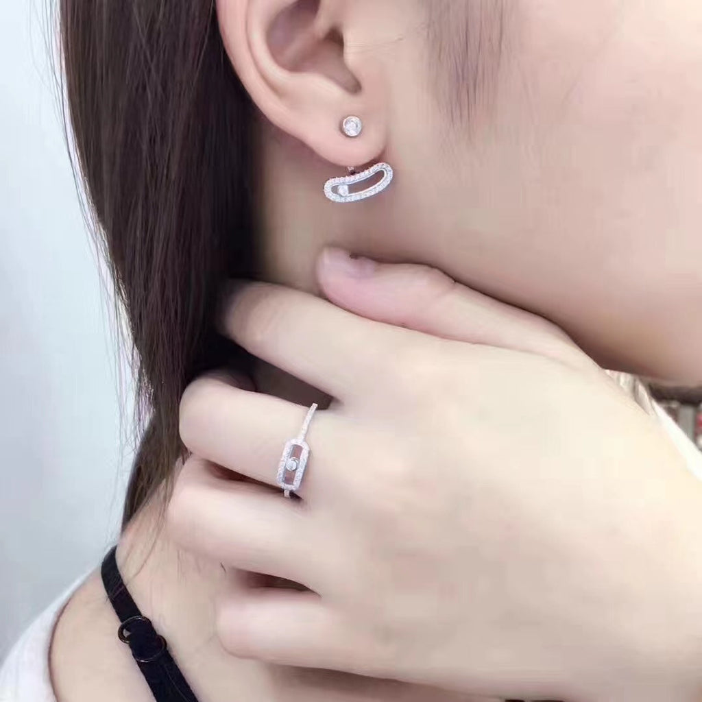 [Lumi]MOVE UNO SILVER DIAMOND EARRINGS