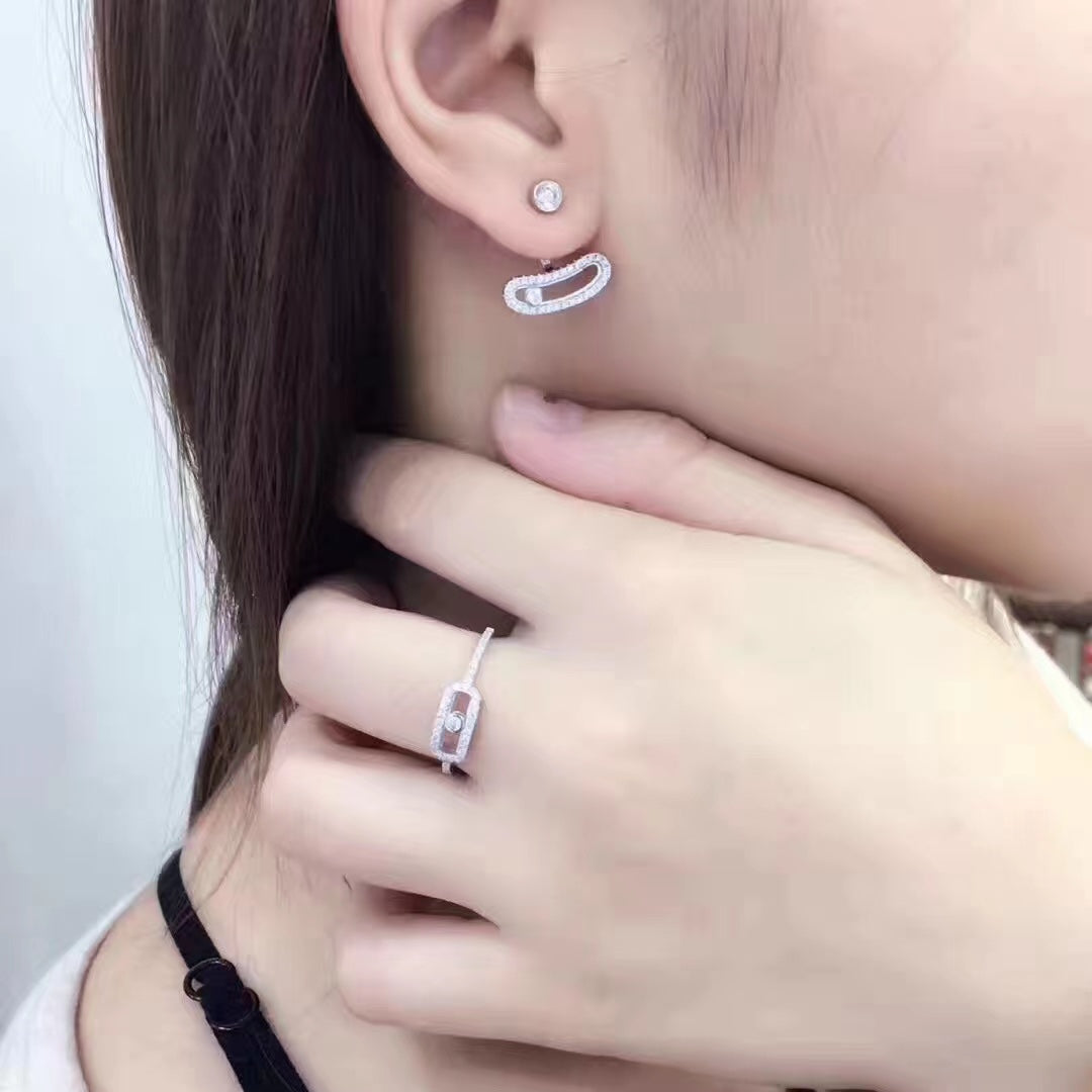 [Lumi]MOVE UNO SILVER DIAMOND EARRINGS