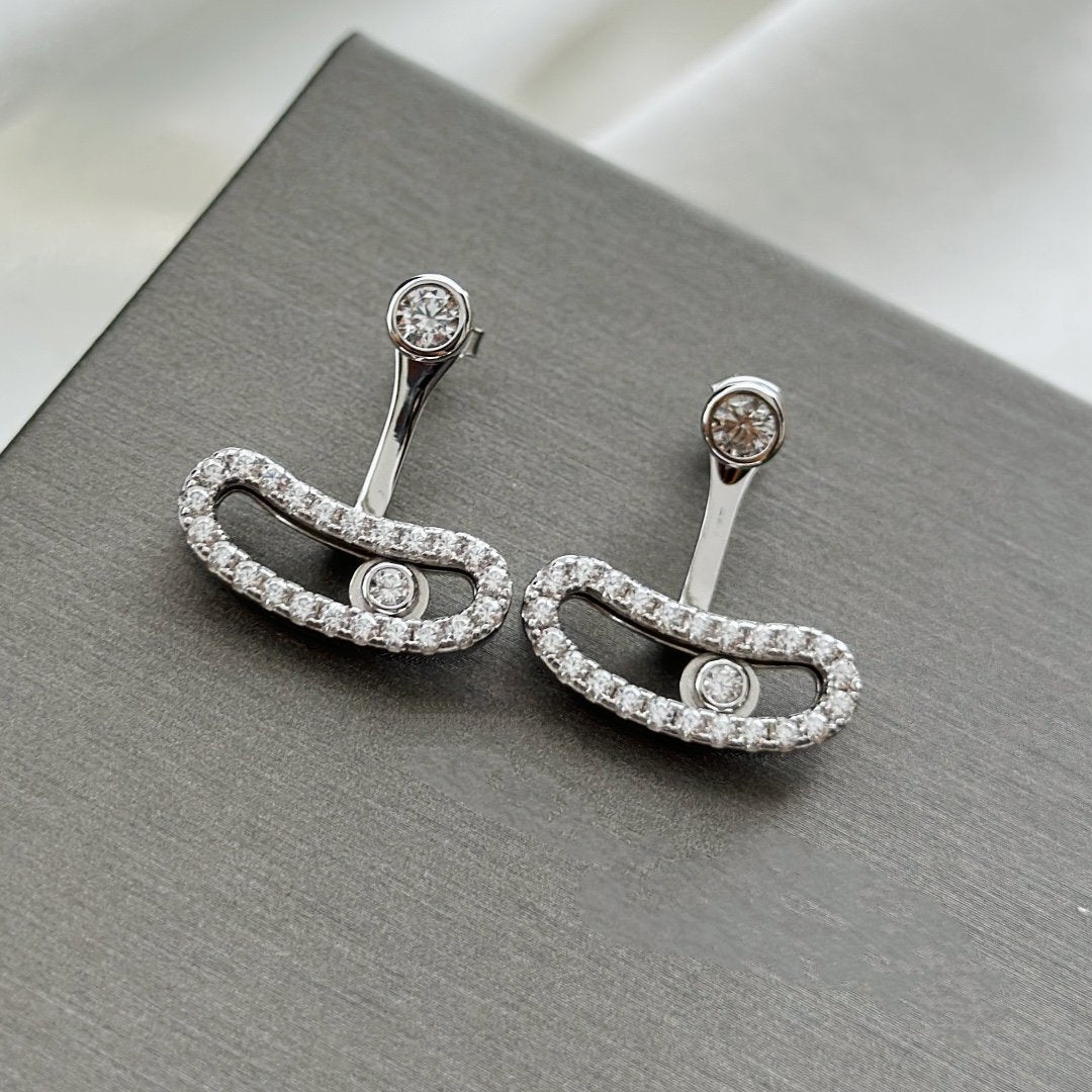 [Lumi]MOVE UNO SILVER DIAMOND EARRINGS