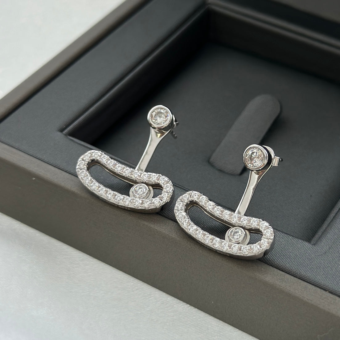 [Lumi]MOVE UNO SILVER DIAMOND EARRINGS