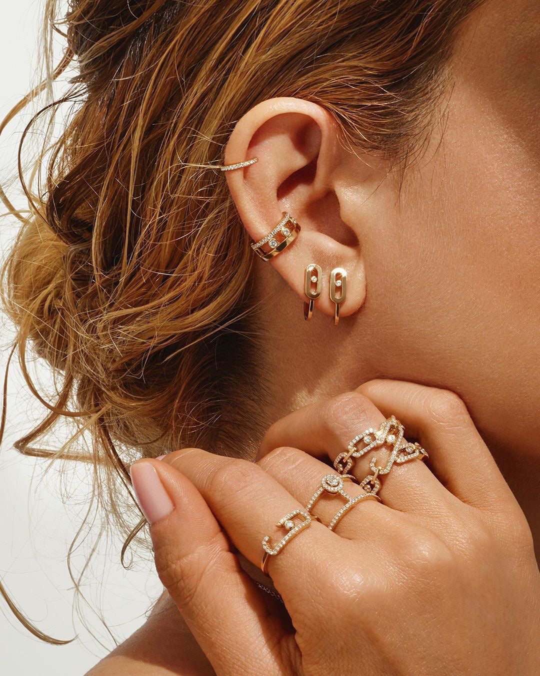 [Lumi]CREOLES MOVE UNO MINI 1 DIAMOND EARRINGS