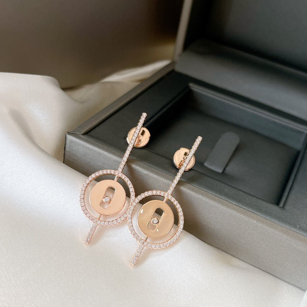 [Lumi]LUCKY MOVE ARROW PINK GOLD DIAMOND EARRINGS