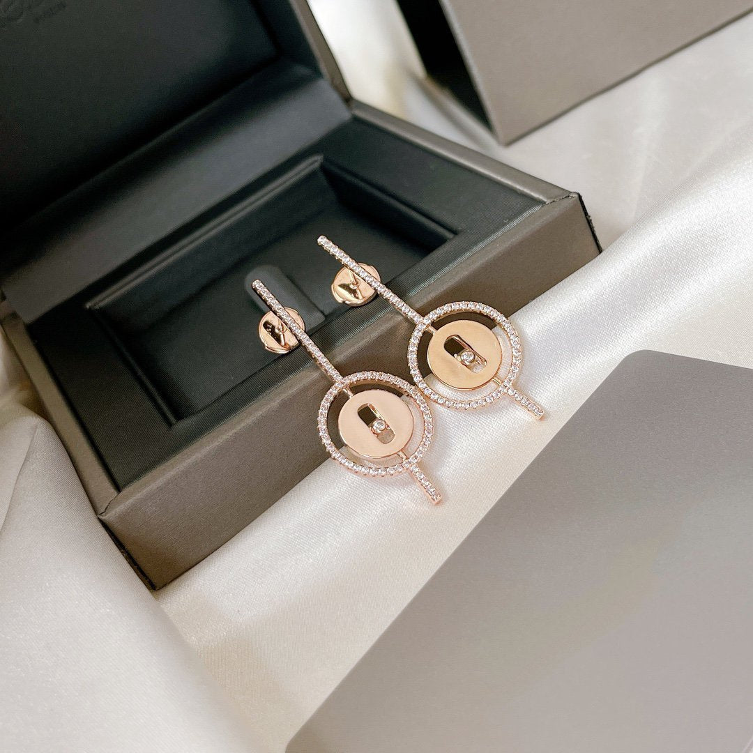 [Lumi]LUCKY MOVE ARROW PINK GOLD DIAMOND EARRINGS