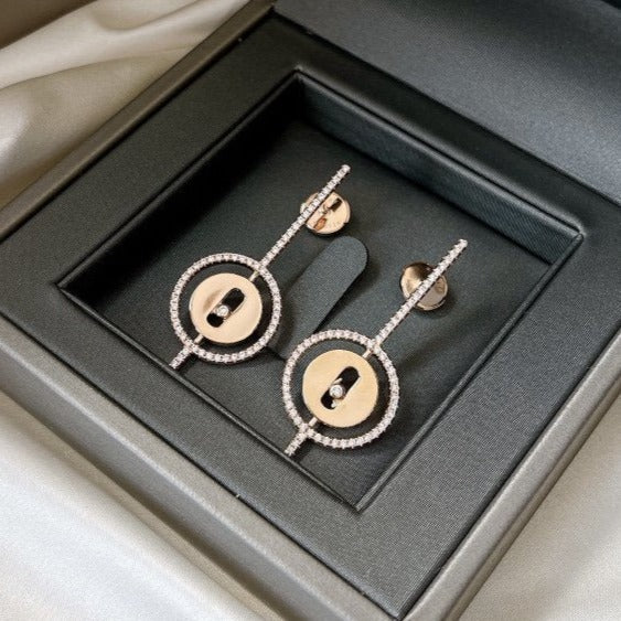 [Lumi]LUCKY MOVE ARROW PINK GOLD DIAMOND EARRINGS