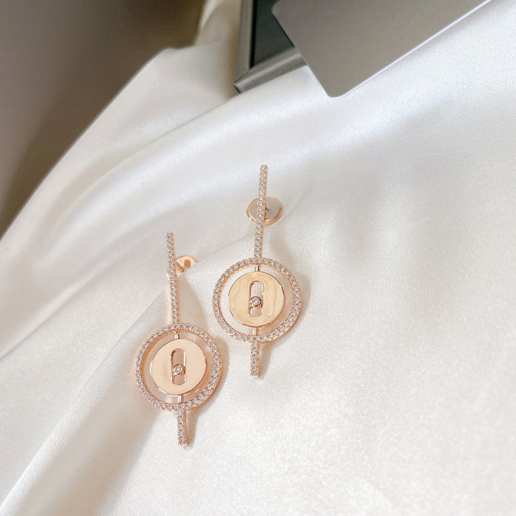 [Lumi]LUCKY MOVE ARROW PINK GOLD DIAMOND EARRINGS