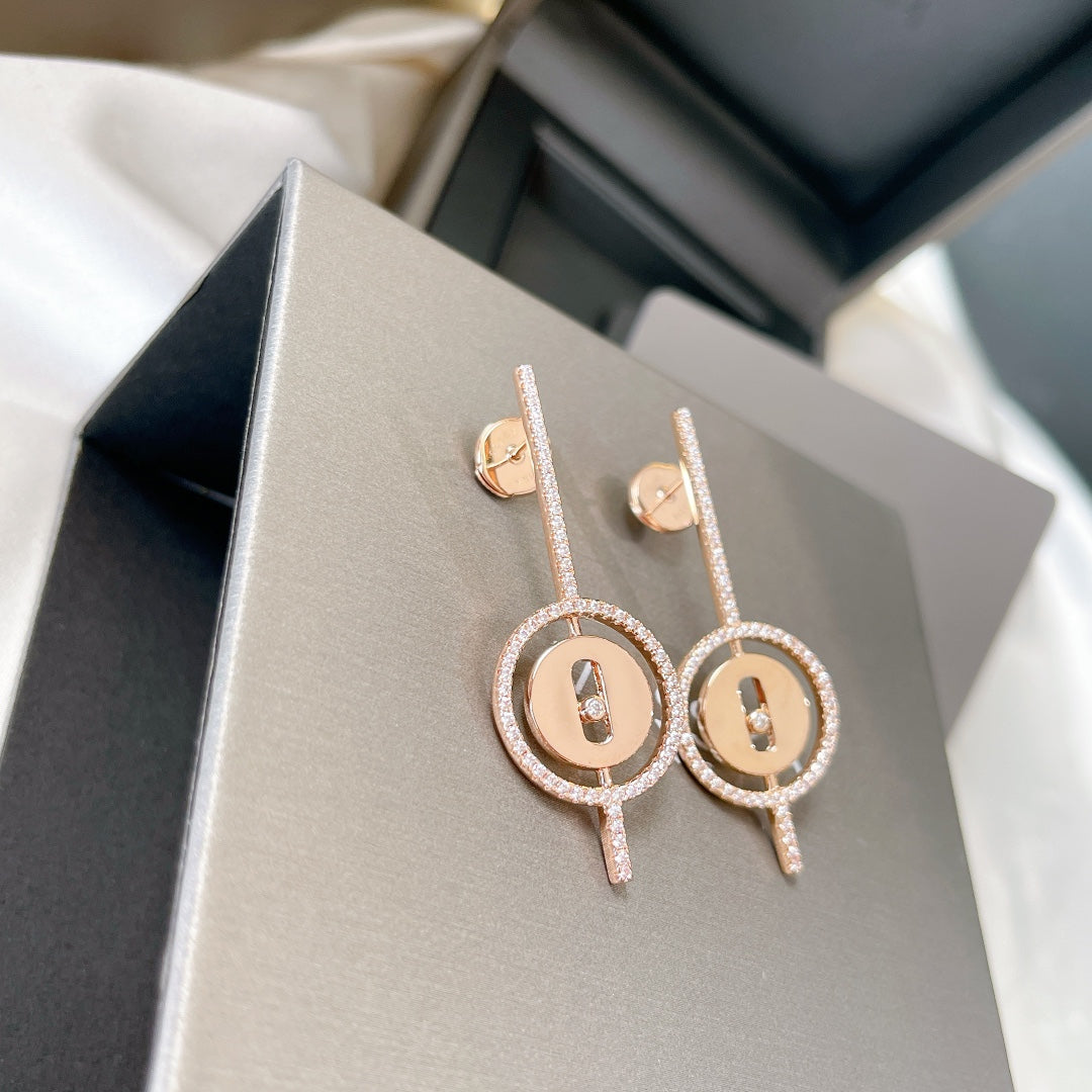 [Lumi]LUCKY MOVE ARROW PINK GOLD DIAMOND EARRINGS