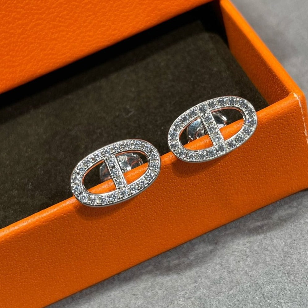 [Lumi Jewels]HM FULL DIAMOND PIG NOSE STUD EARRINGS