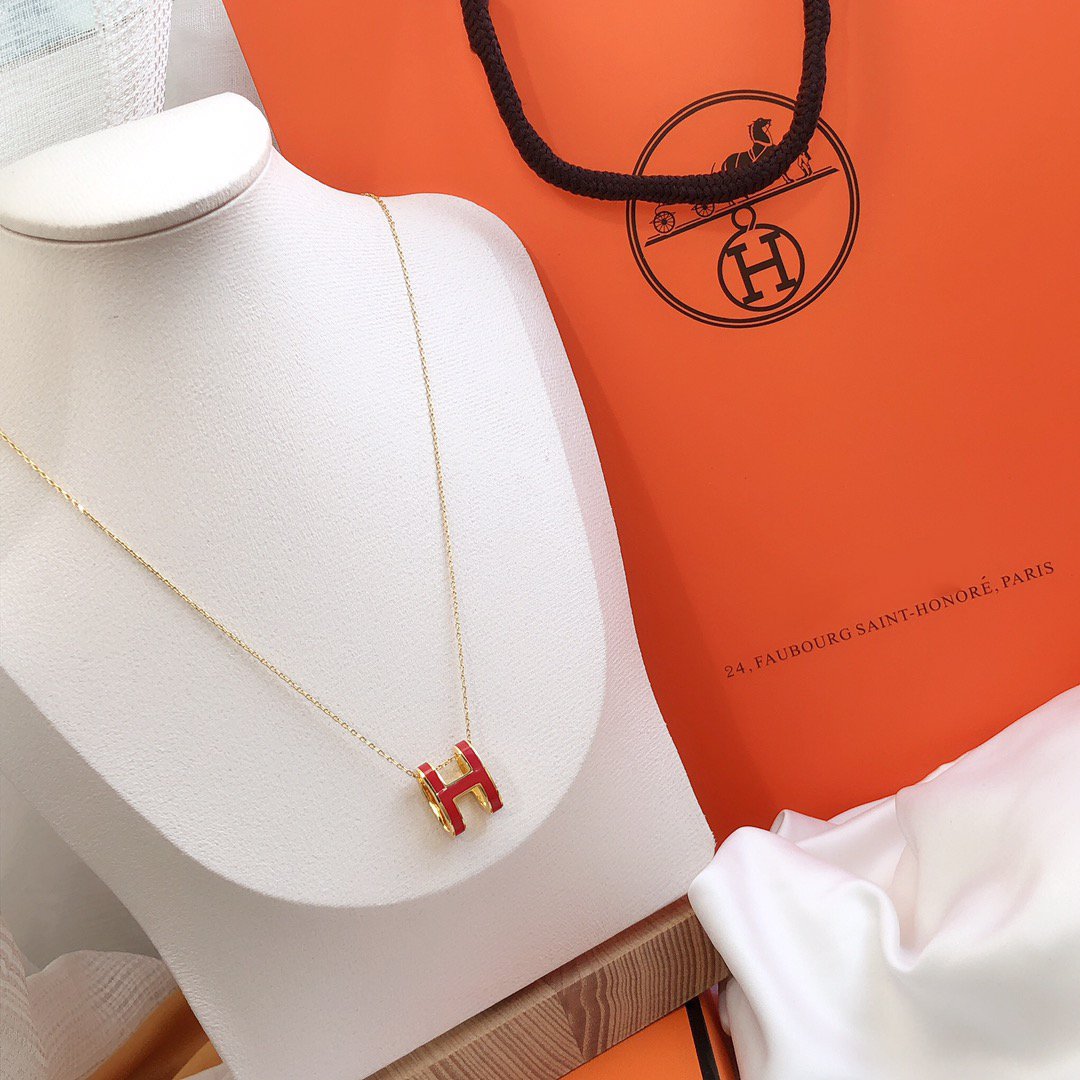 [Lumi Jewels]HM CLIC RED ENAMEL GOLD NECKLACE