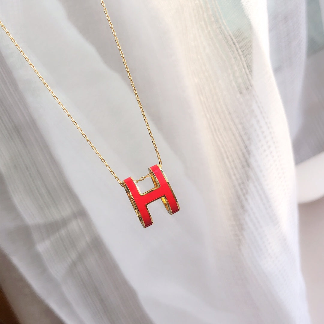 [Lumi Jewels]HM CLIC RED ENAMEL GOLD NECKLACE