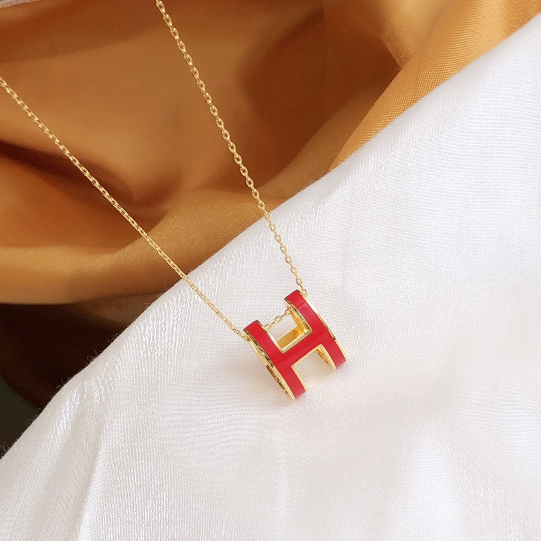 [Lumi Jewels]HM CLIC RED ENAMEL GOLD NECKLACE