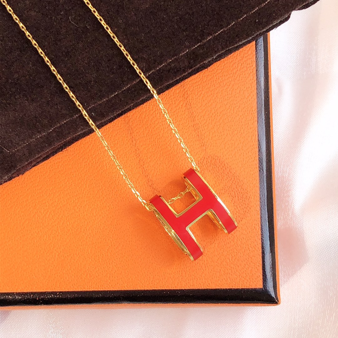 [Lumi Jewels]HM CLIC RED ENAMEL GOLD NECKLACE