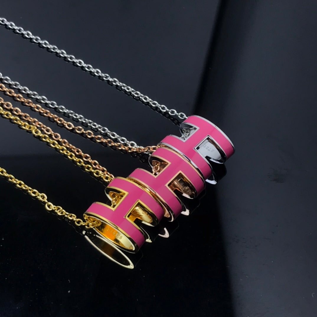 [Lumi Jewels]H NECKLACE PINK