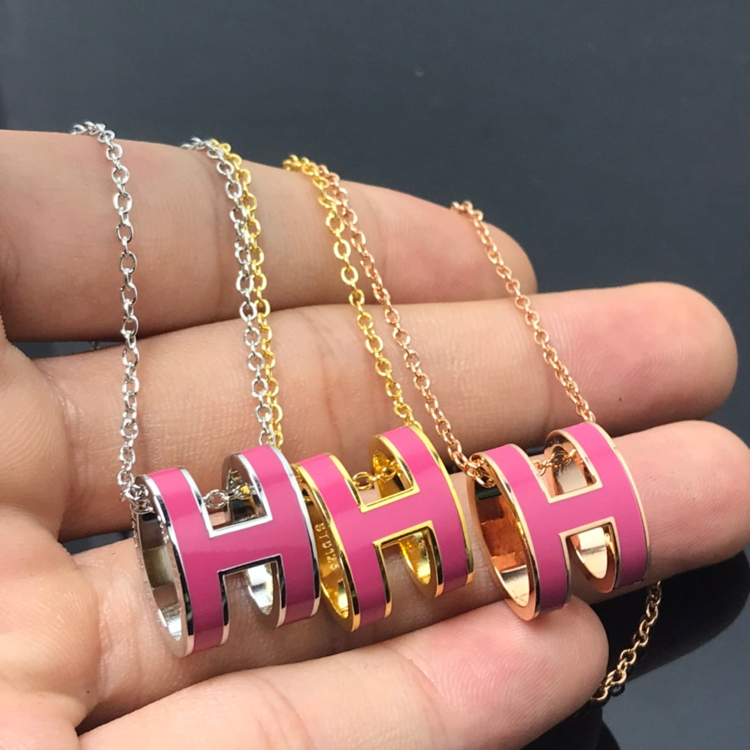[Lumi Jewels]H NECKLACE PINK