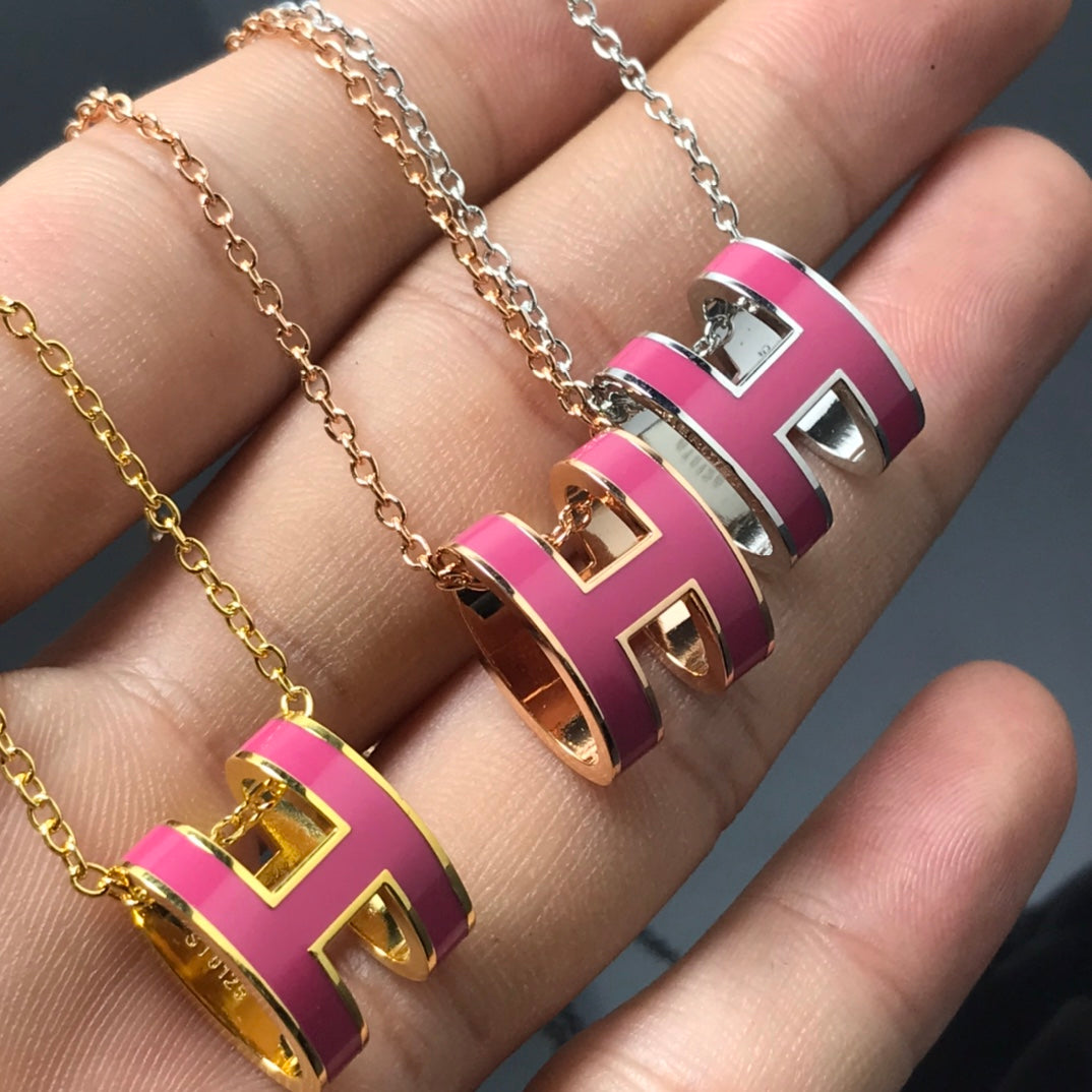 [Lumi Jewels]H NECKLACE PINK