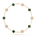 [Lumi Jewels]CLOVER 10 MOTIFS MALACHITE DIAMOND NECKLACE
