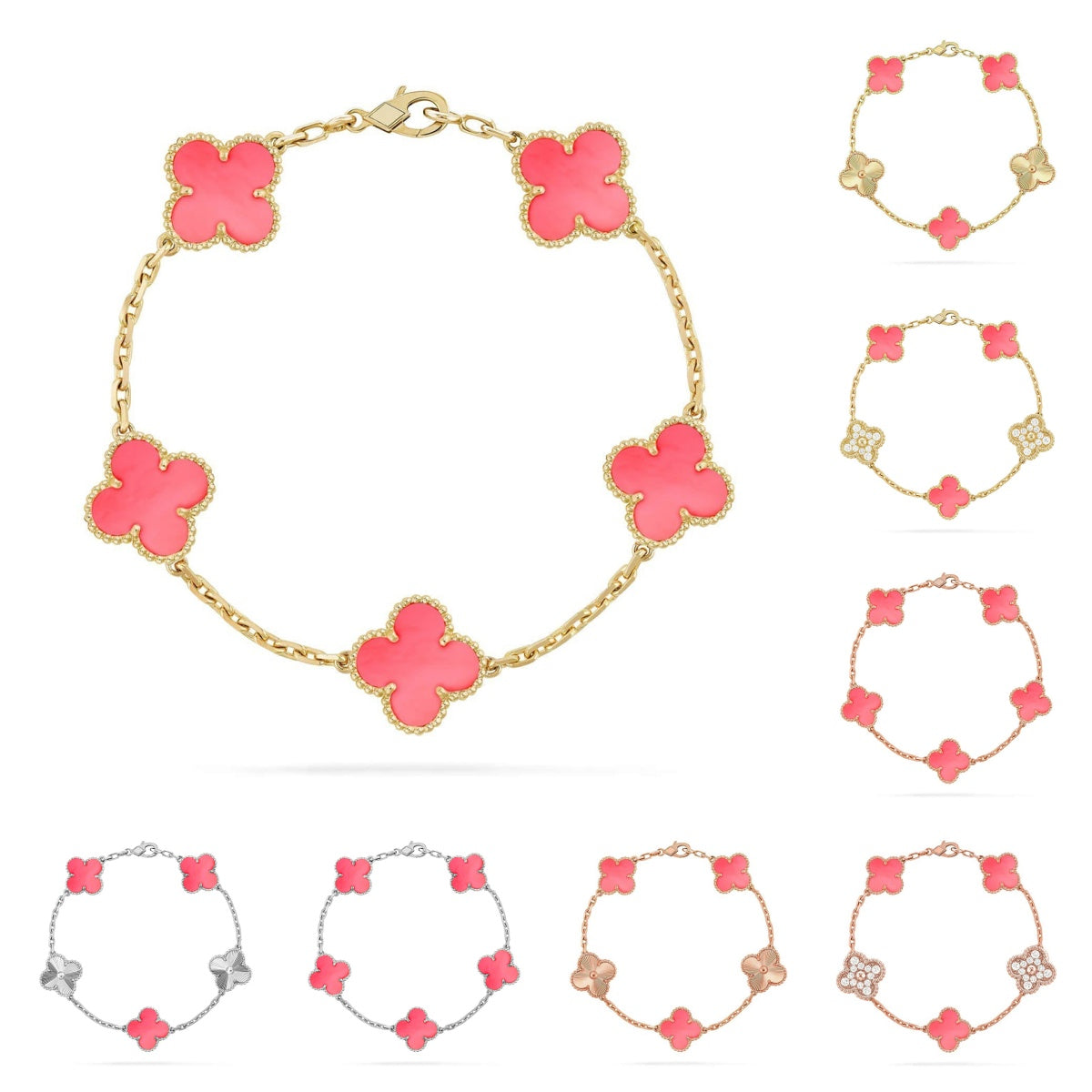 [Lumi Jewels] CLOVER 5 MOTIFS  PINK MOP BRACELET COLLECTION