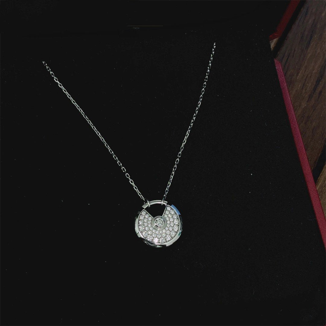 [Lumi Jewels]AMULETTE SILVER FULL DIAMOND NECKLACE