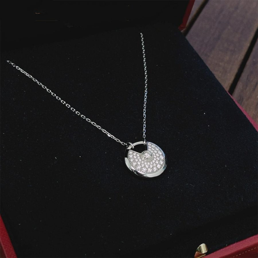 [Lumi Jewels]AMULETTE SILVER FULL DIAMOND NECKLACE