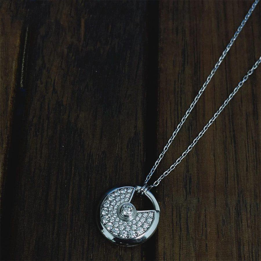 [Lumi Jewels]AMULETTE SILVER FULL DIAMOND NECKLACE