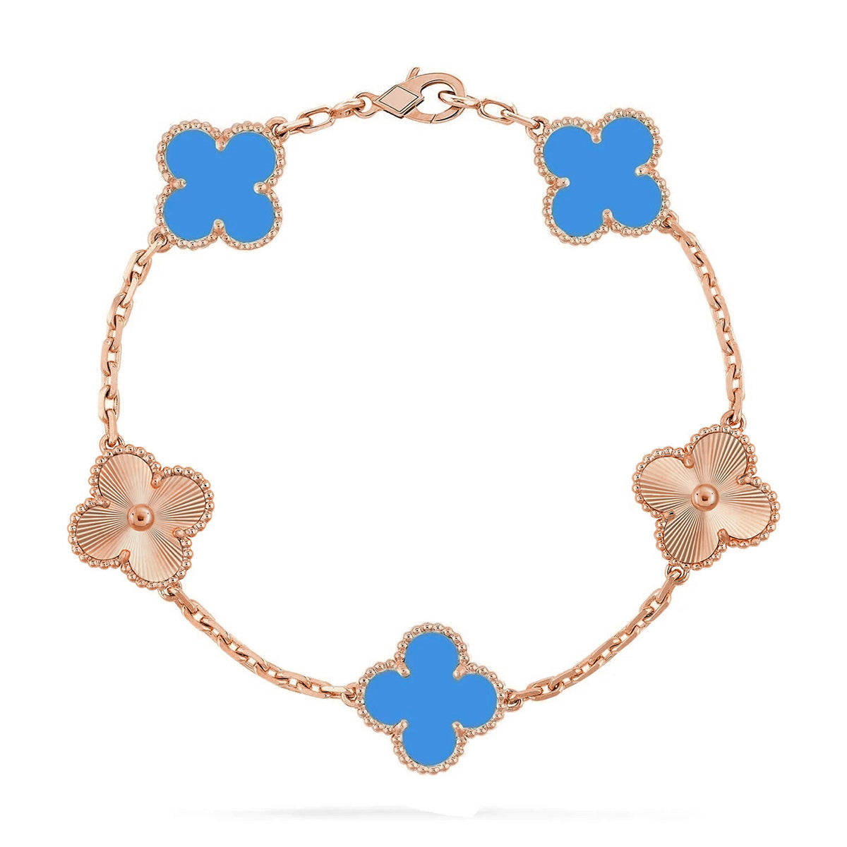 [Lumi Jewels] CLOVER 5 MOTIF BLUE AGATE BRACELET COLLECTION