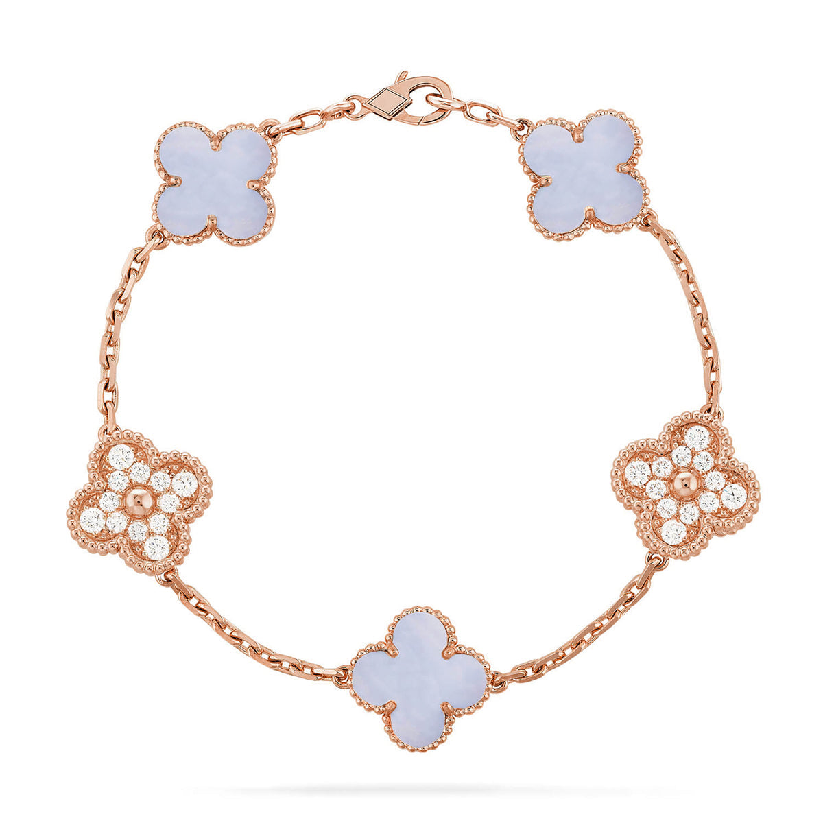 [Lumi Jewels] CLOVER 5 MOTIF PURPLE CHALCEDONY BRACELET COLLECTION