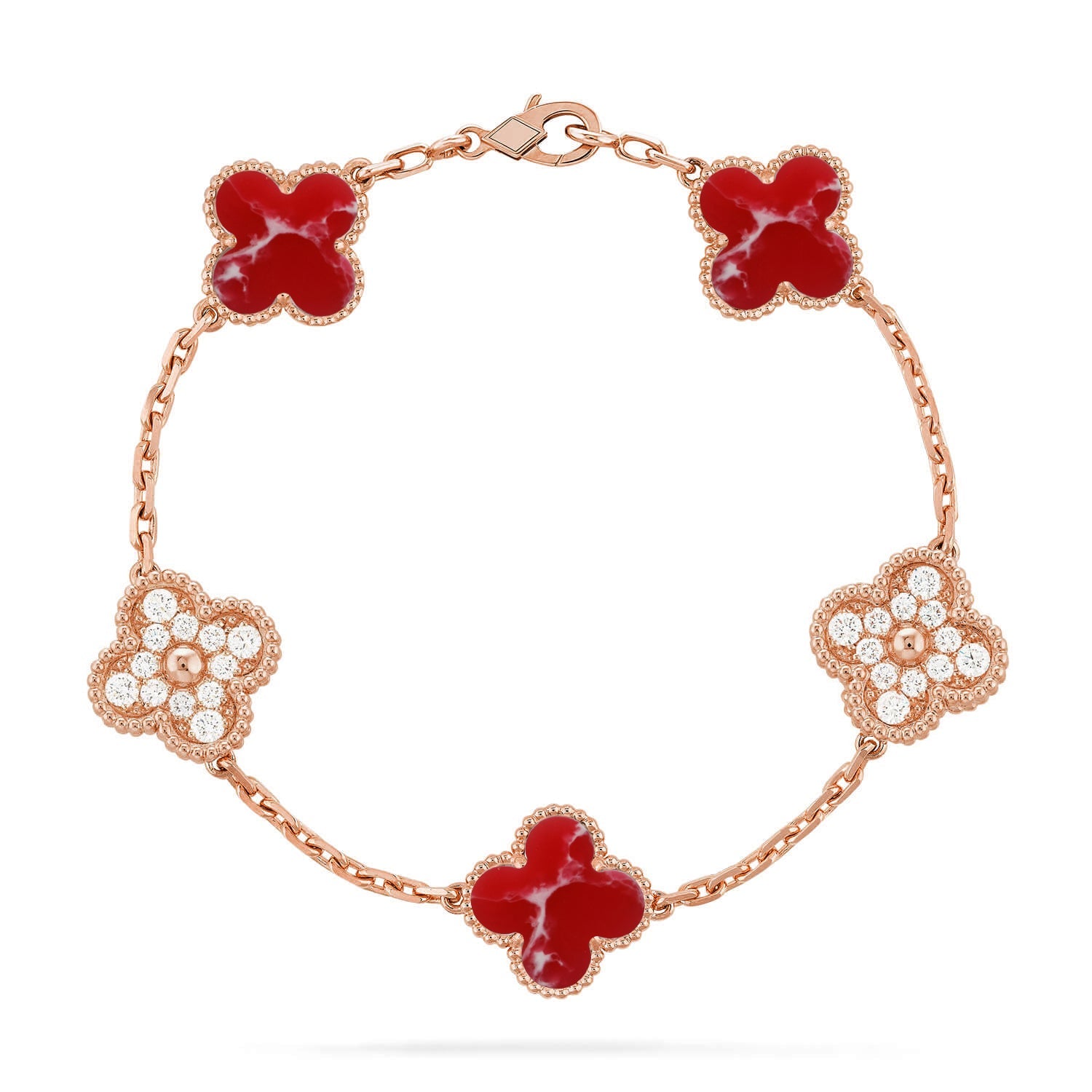 [Lumi Jewels]CLOVER 5 MOTIF RED PATTERN BRACELET COLLECTION