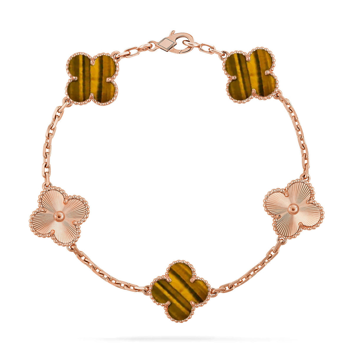 [Lumi Jewels] CLOVER 5 MOTIFS TIGER EYE BRACELET COLLECTION