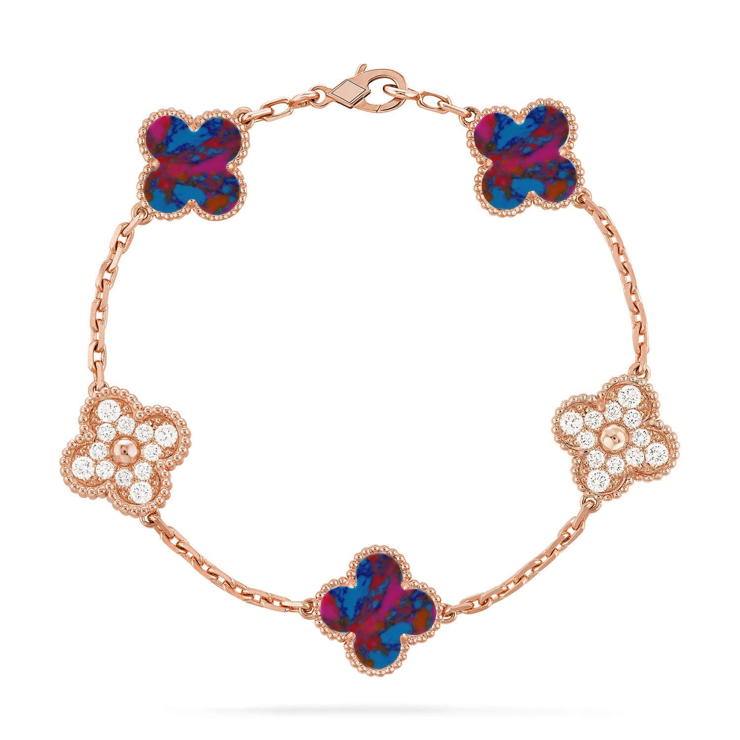[Lumi Jewels]CLOVER 5 MOTIF COLOR GEMSTONES BRACELET COLLECTION