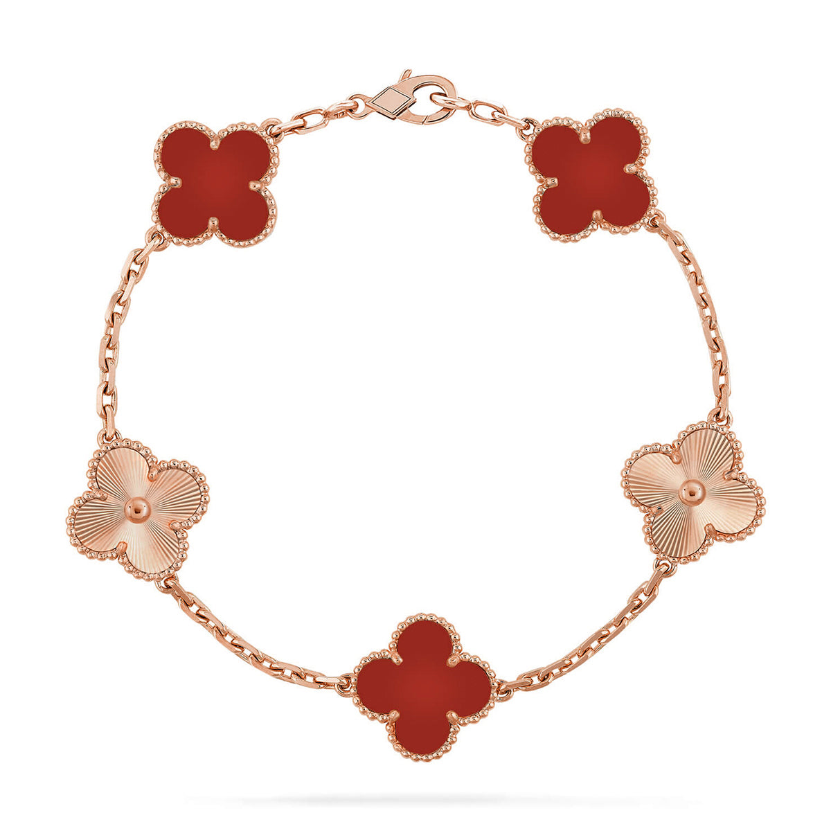 [Lumi Jewels] CLOVER 5 MOTIF RED CORNELIAN BRACELET COLLECTION