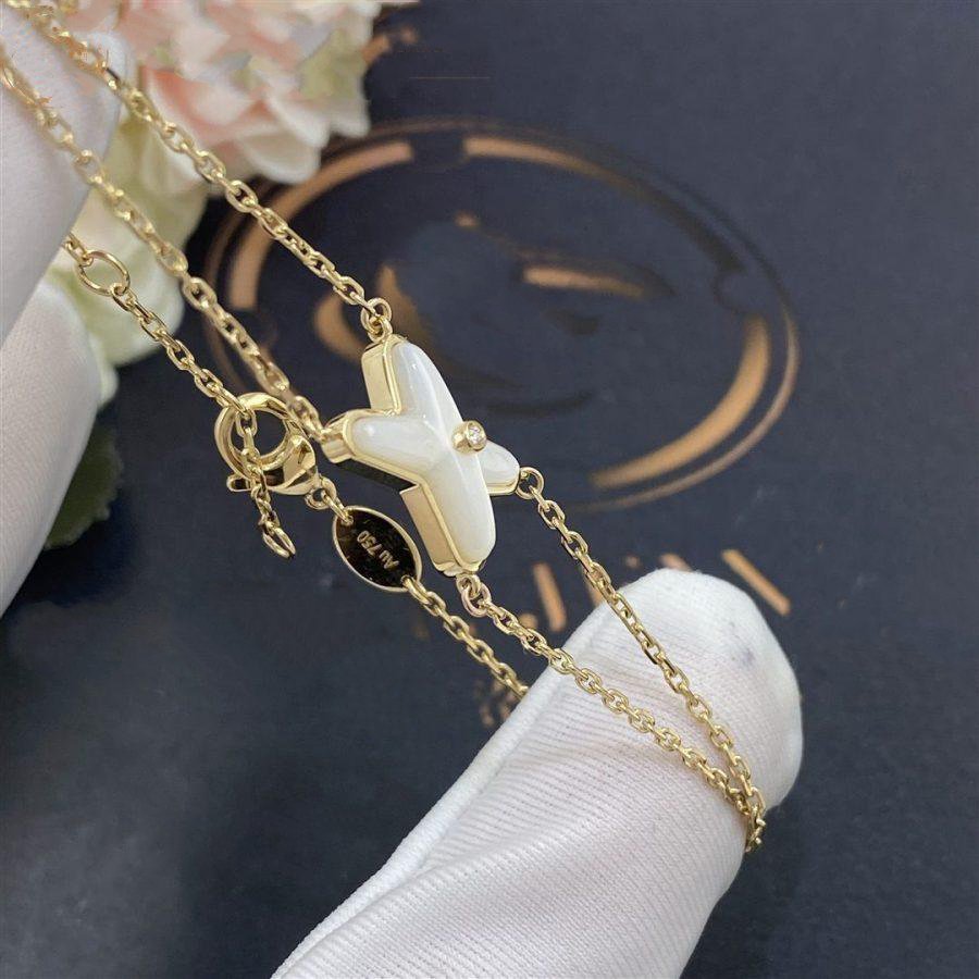 [Lumi Jewels]JEUX BRACELET WHITE MOP GOLD 1 DIAMOND