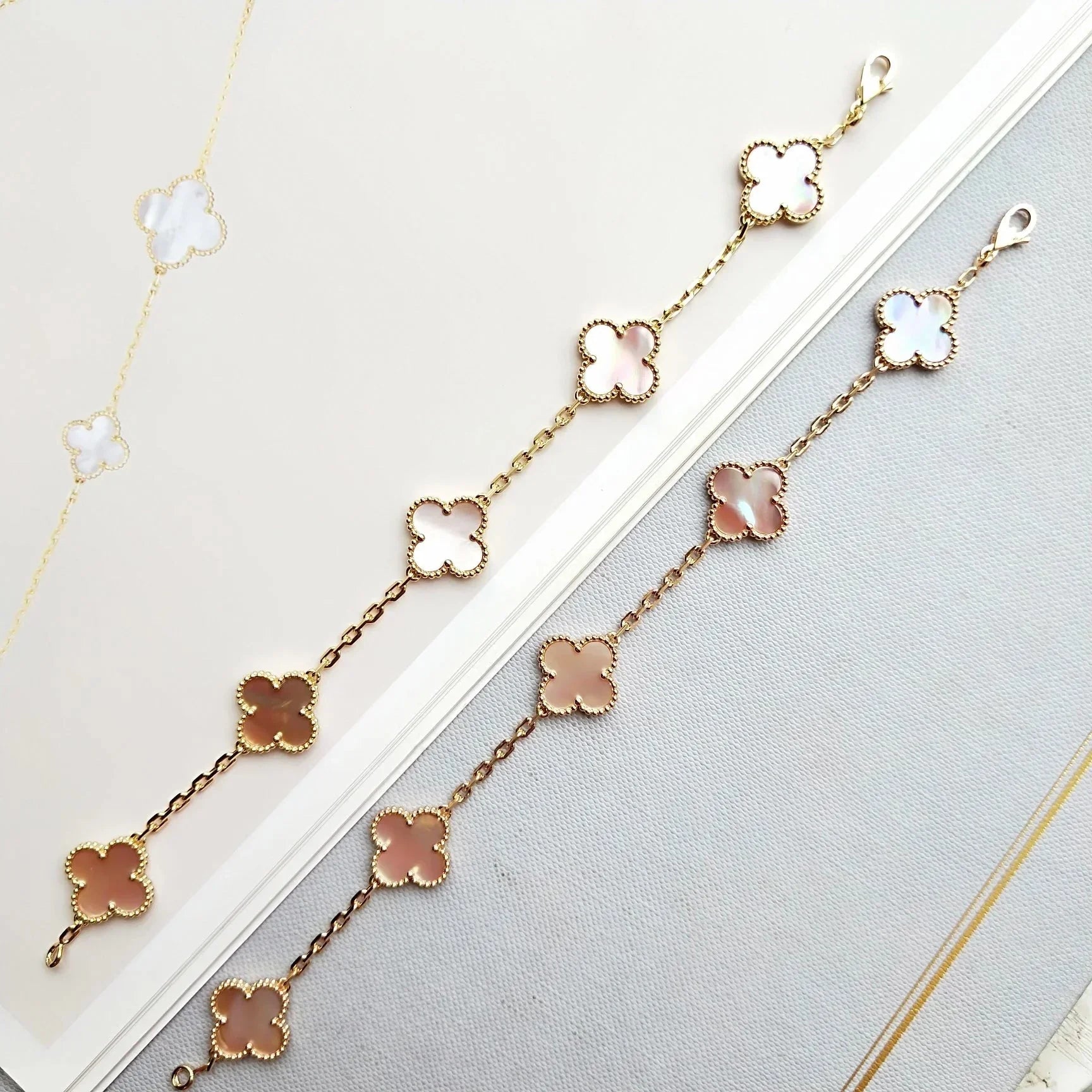 [Lumi Jewels] CLOVER 5 MOTIFS  PINK MOP BRACELET COLLECTION