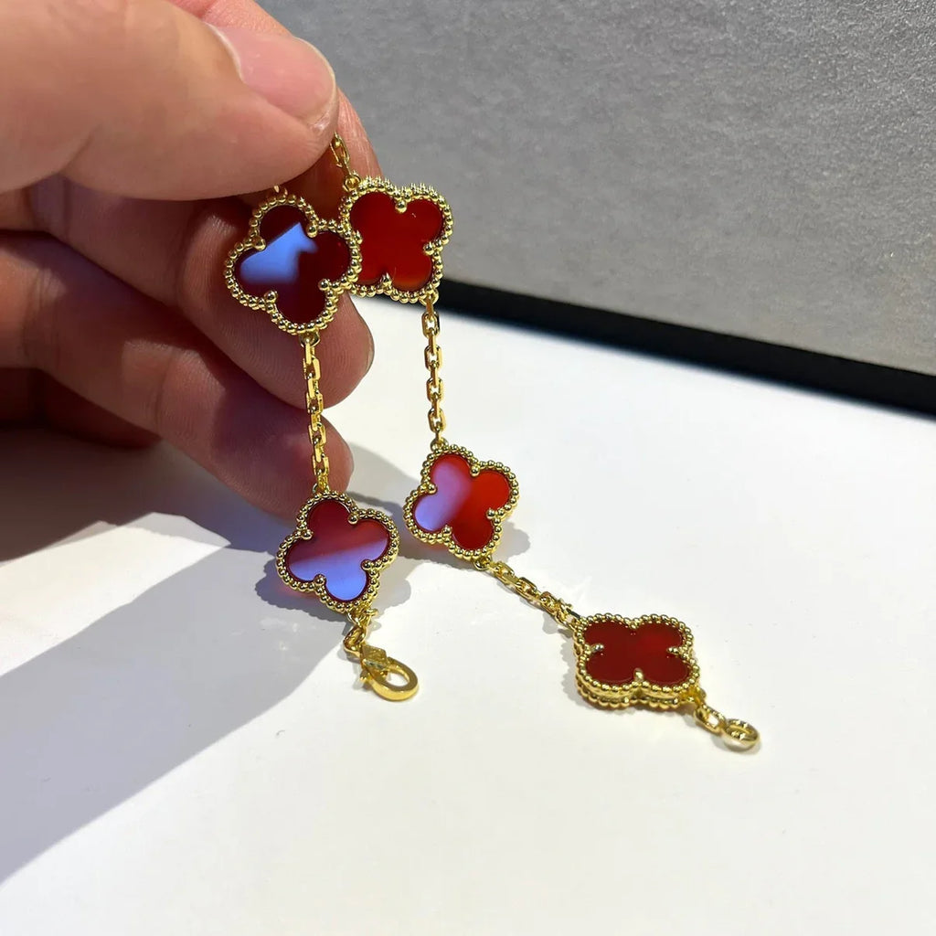 [Lumi Jewels] CLOVER 5 MOTIF RED CORNELIAN BRACELET COLLECTION
