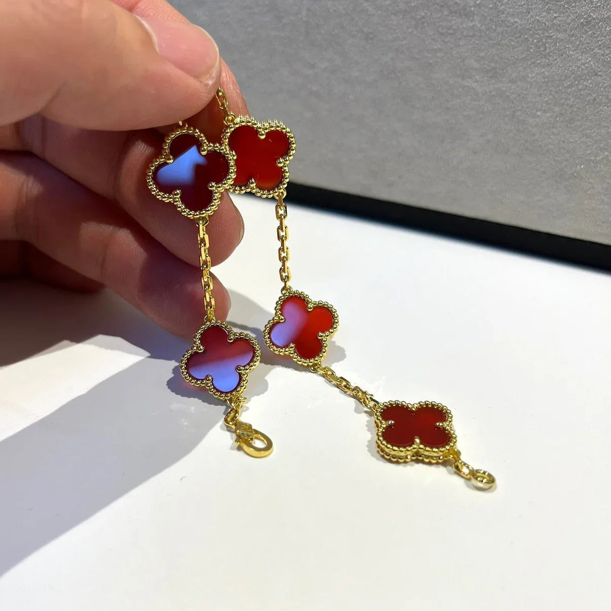 [Lumi Jewels] CLOVER 5 MOTIF RED CORNELIAN BRACELET COLLECTION