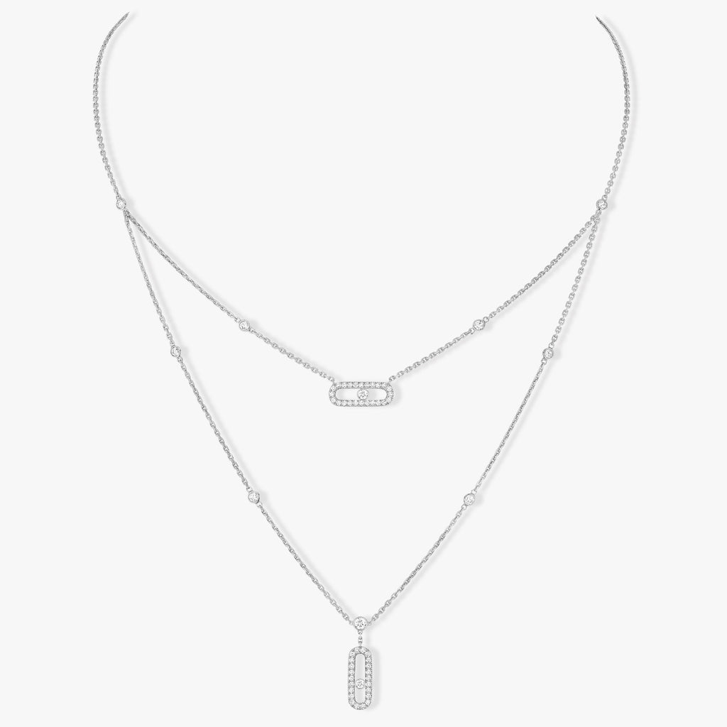 [Lumi]MOVE 2 ROW DIAMOND NECKLACE