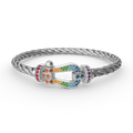 [Lumi Jewels]FORC LARGE HORSESHOE  COLORED DIAMOND BRACELET SILVER