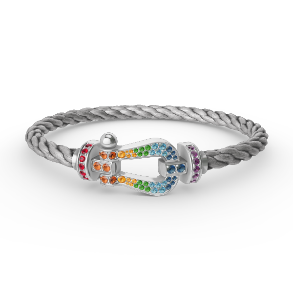[Lumi Jewels]FORC LARGE HORSESHOE  COLORED DIAMOND BRACELET SILVER