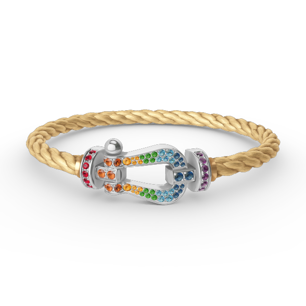 [Lumi Jewels]FORC LARGE HORSESHOE  COLORED DIAMOND BRACELET SILVER